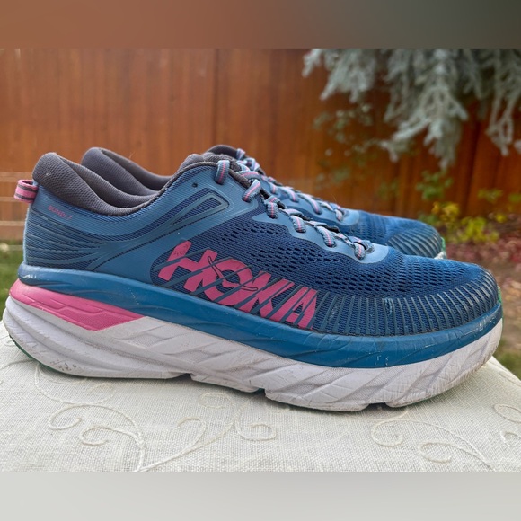 Hoka One One BONDI 7 Style 1110519 Blue & Pink Running Shoes. Women’s US Size 9 - Picture 3 of 9